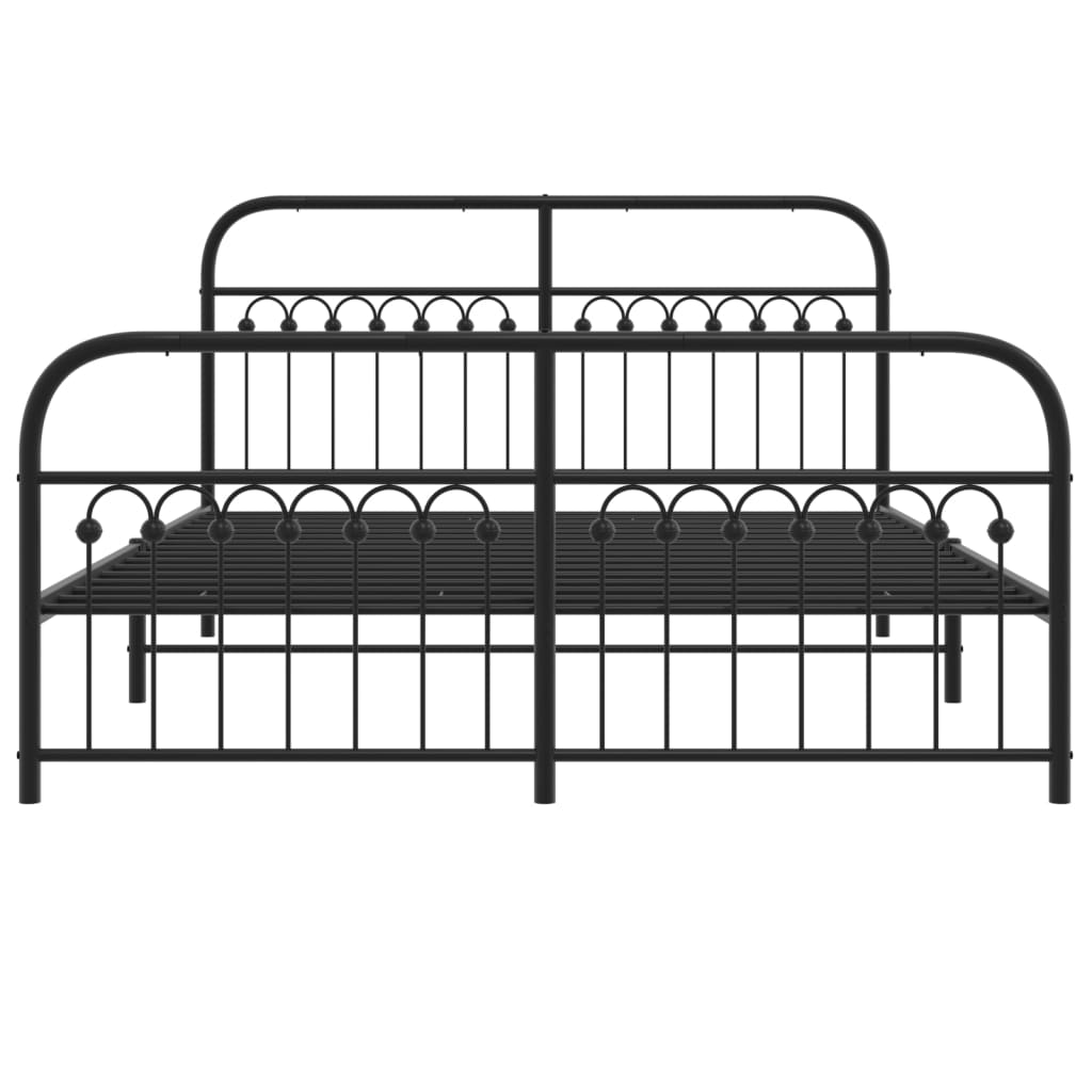 sengeramme med sengegavl og fodgærde 150x200 cm metal sort
