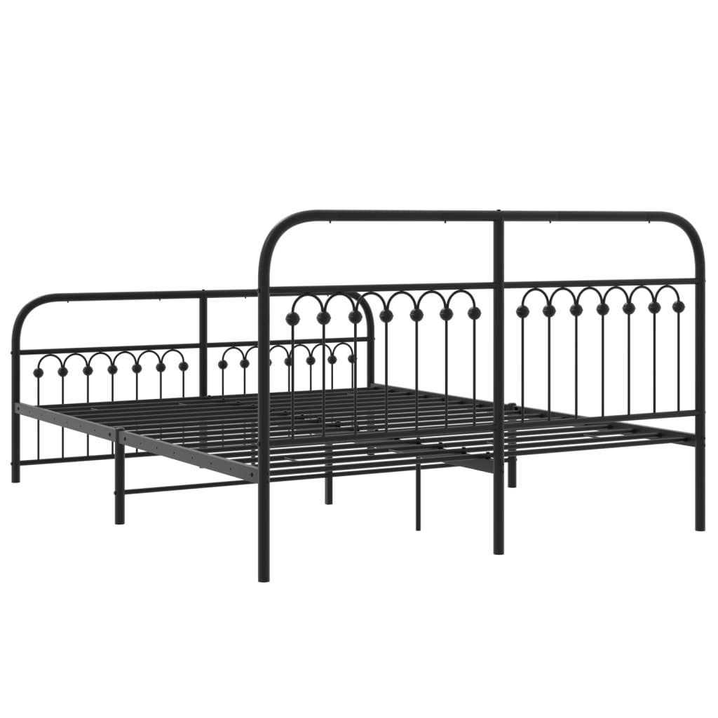 sengeramme med sengegavl og fodgærde 150x200 cm metal sort