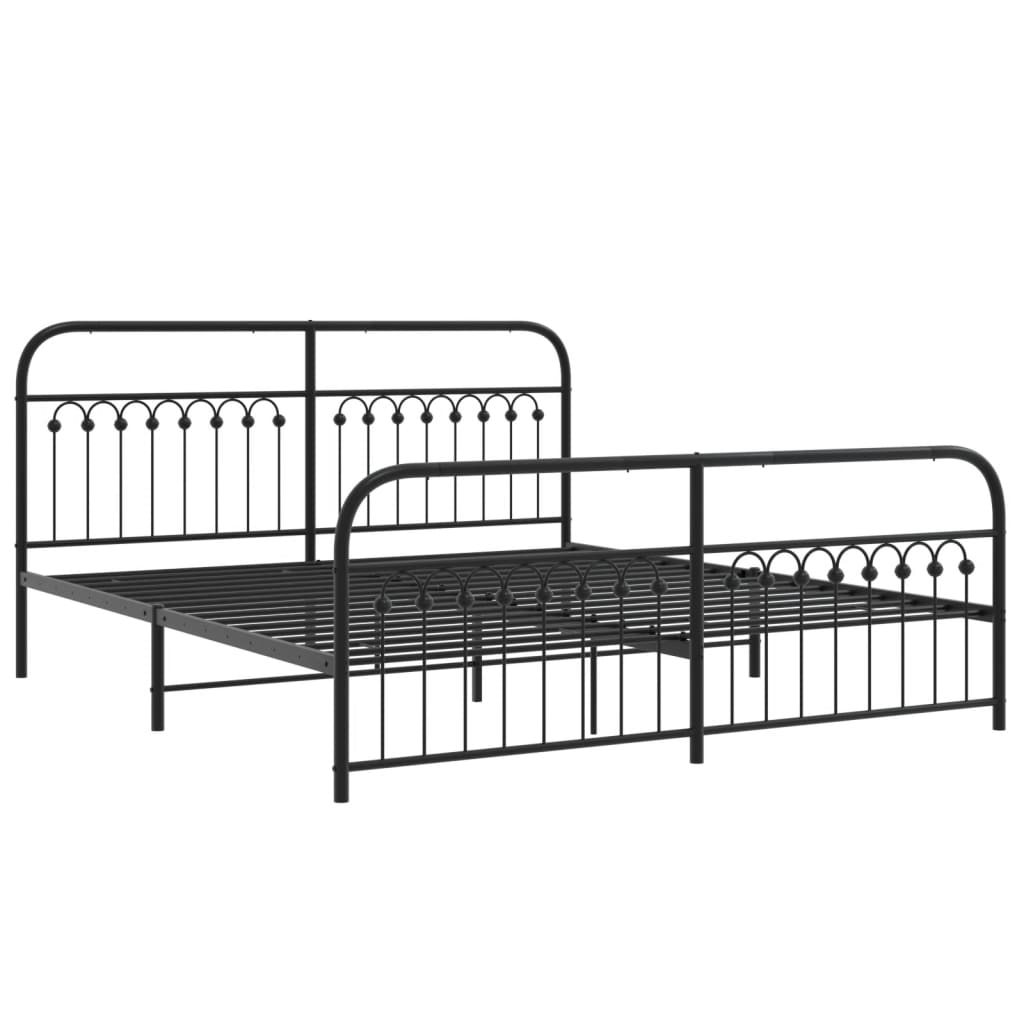 sengeramme med sengegavl og fodgærde 183x203 cm metal sort