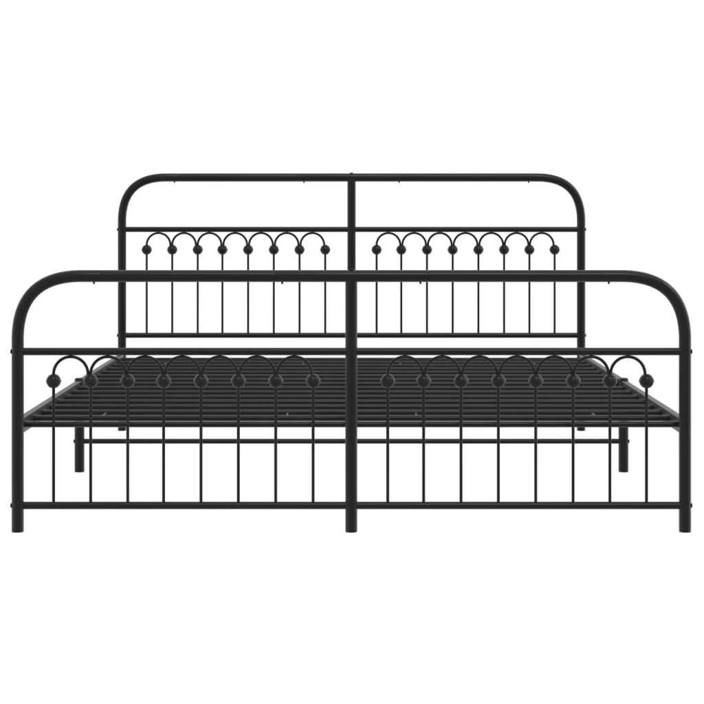 sengeramme med sengegavl og fodgærde 183x203 cm metal sort
