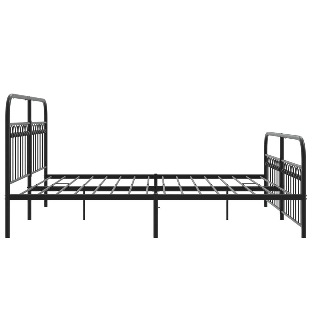 sengeramme med sengegavl og fodgærde 183x203 cm metal sort
