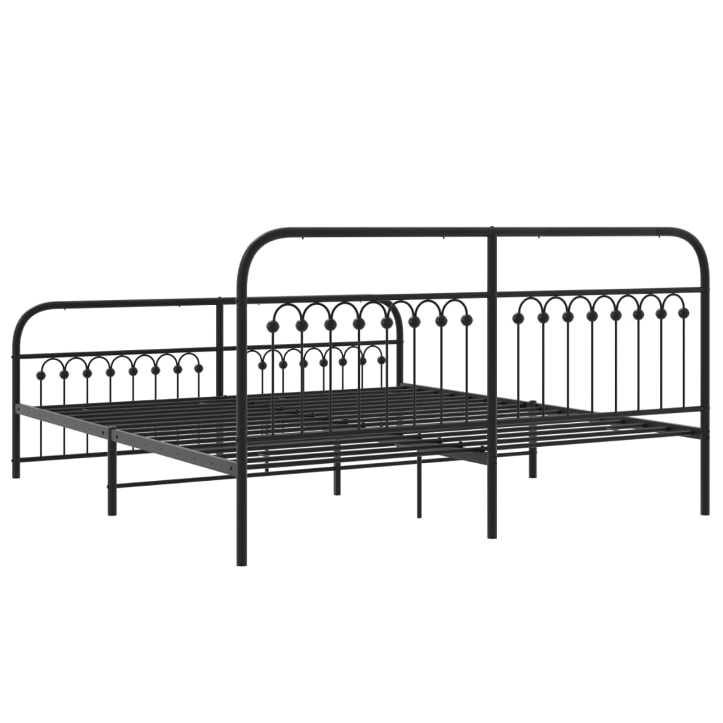 sengeramme med sengegavl og fodgærde 183x213 cm metal sort