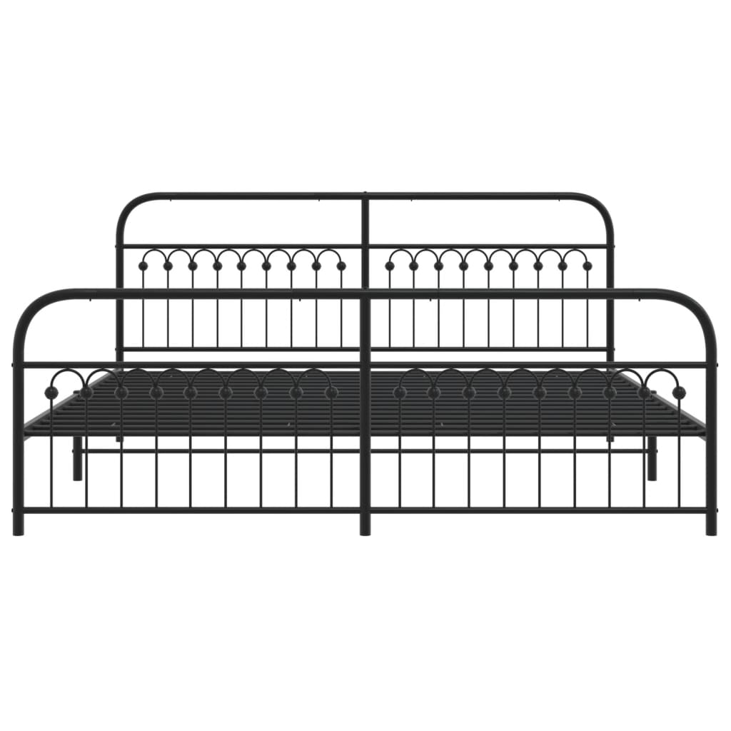 sengeramme med sengegavl og fodgærde 193x203 cm metal sort