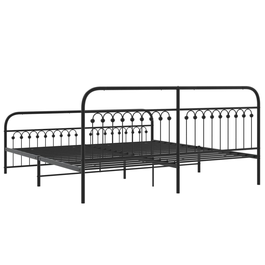 sengeramme med sengegavl og fodgærde 193x203 cm metal sort