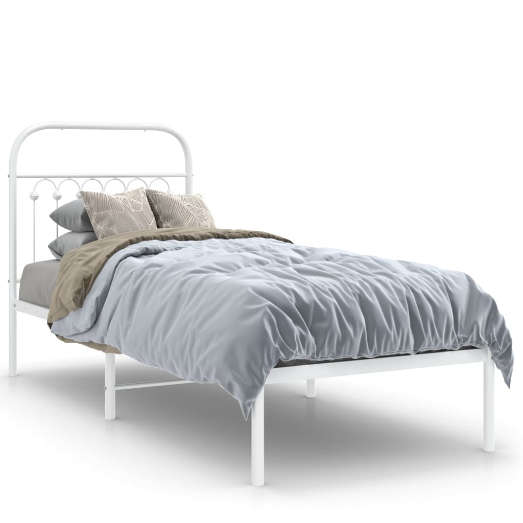 sengeramme uden madras med hovedgærde 75x190 cm hvid