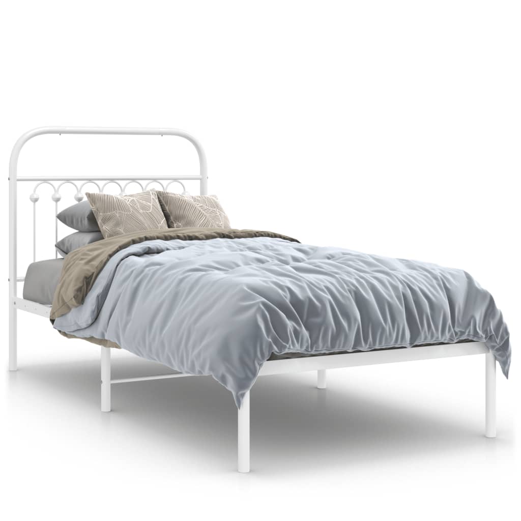 sengeramme med sengegavl 90x190 cm metal hvid