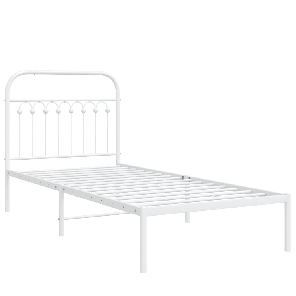 sengeramme med sengegavl 90x190 cm metal hvid