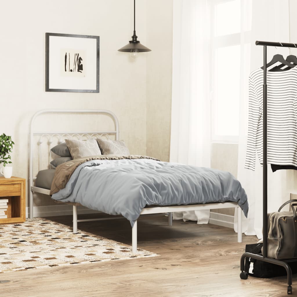 sengeramme med sengegavl 90x190 cm metal hvid