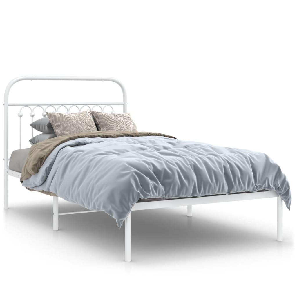 sengeramme med sengegavl 100x190 cm metal hvid