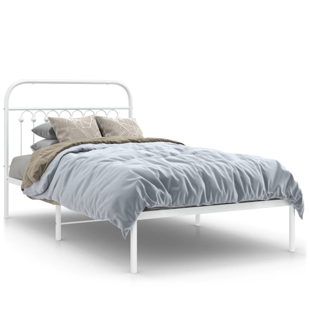sengeramme med sengegavl 100x200 cm metal hvid