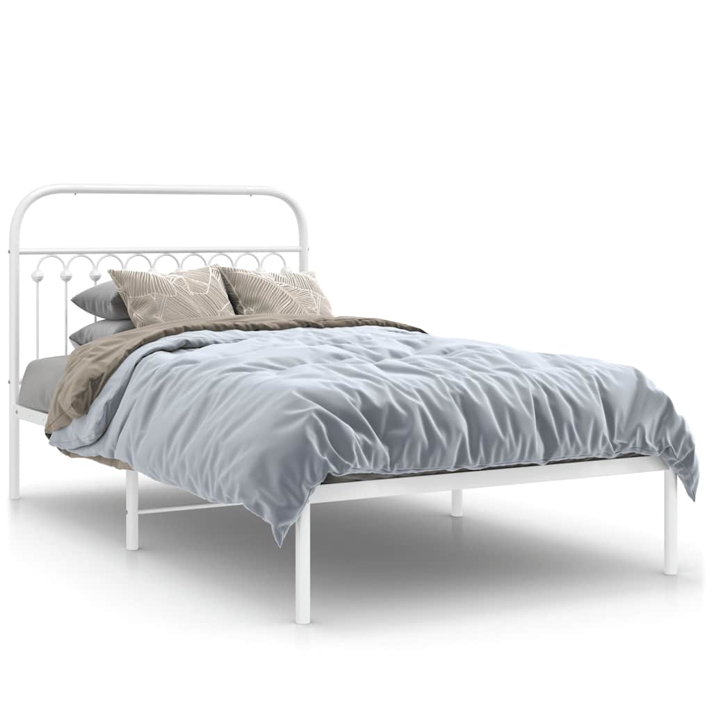 sengeramme med sengegavl 107x203 cm metal hvid