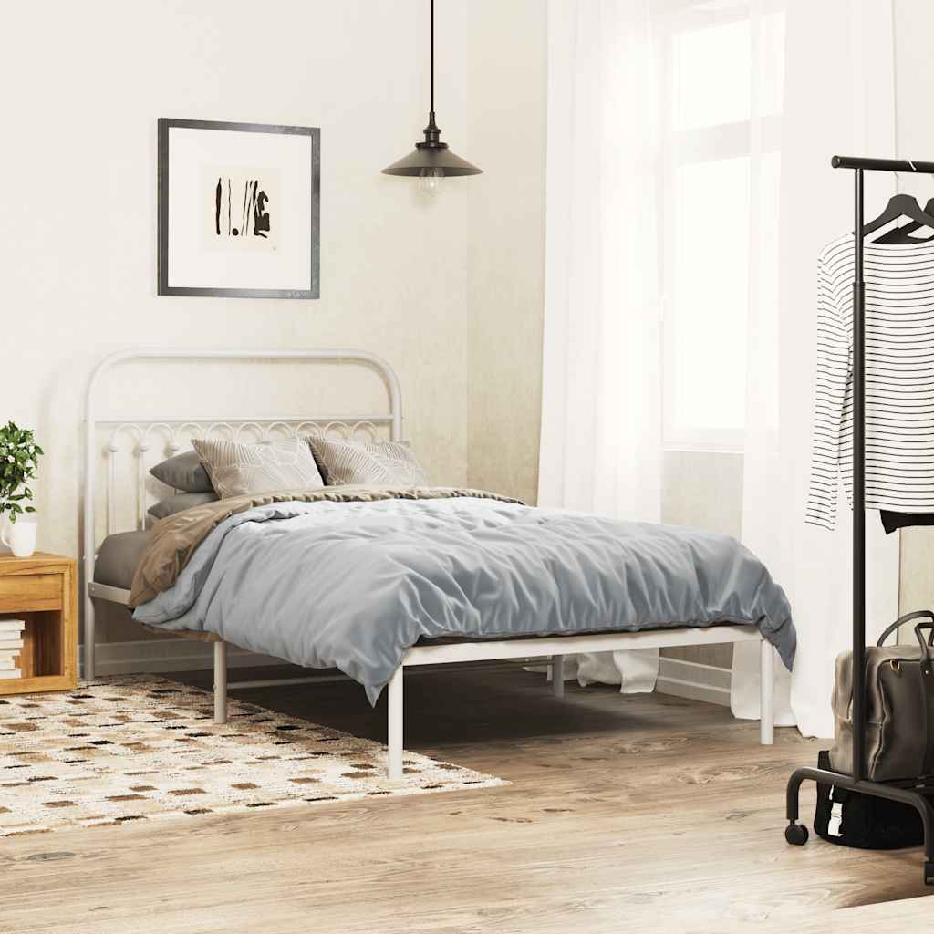 sengeramme med sengegavl 107x203 cm metal hvid