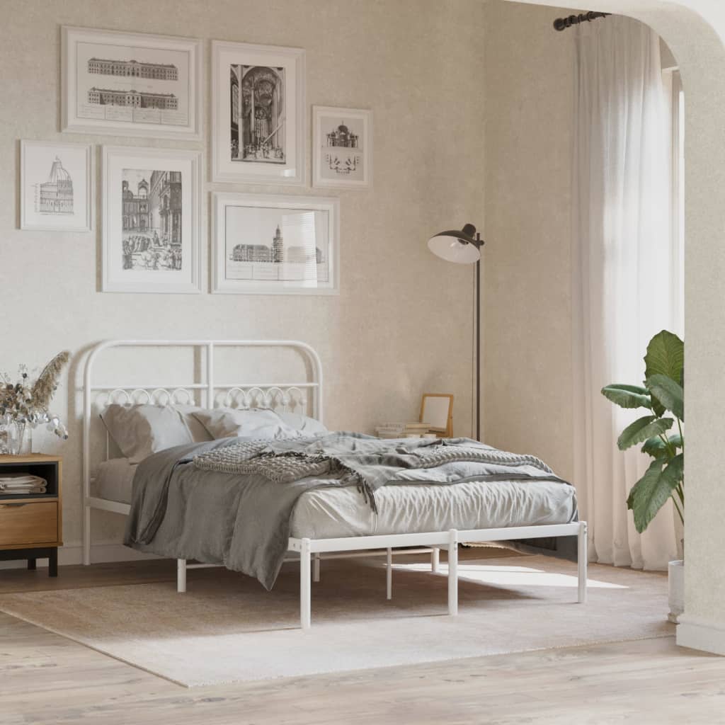 sengeramme med sengegavl 120x190 cm metal hvid