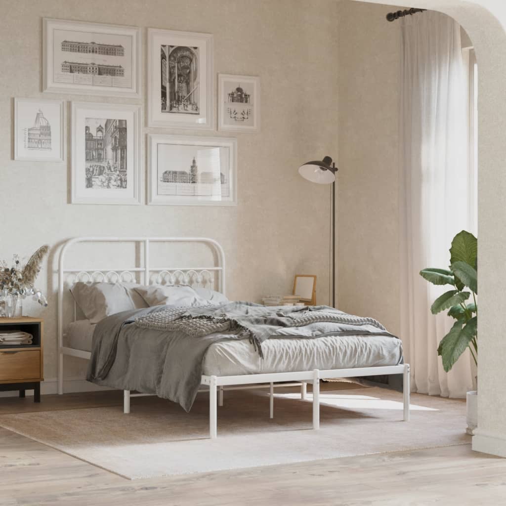 sengeramme med sengegavl 120x200 cm metal hvid