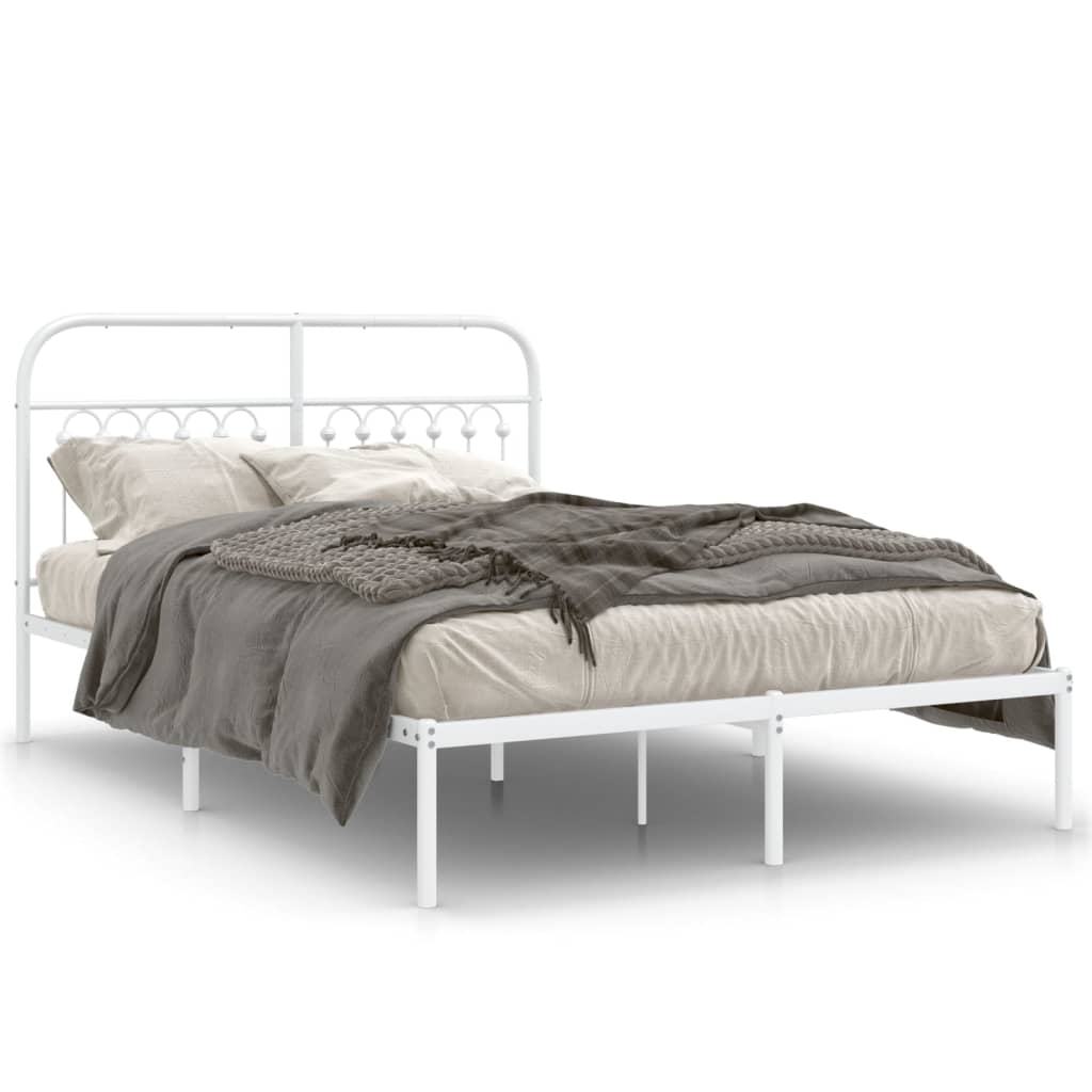 sengeramme med sengegavl 135x190 cm metal hvid