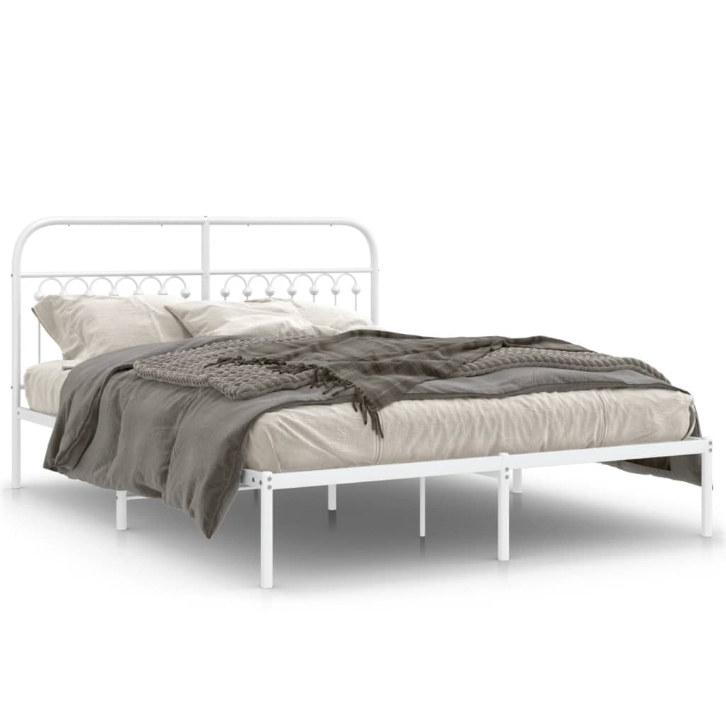 sengeramme med sengegavl 150x200 cm metal hvid
