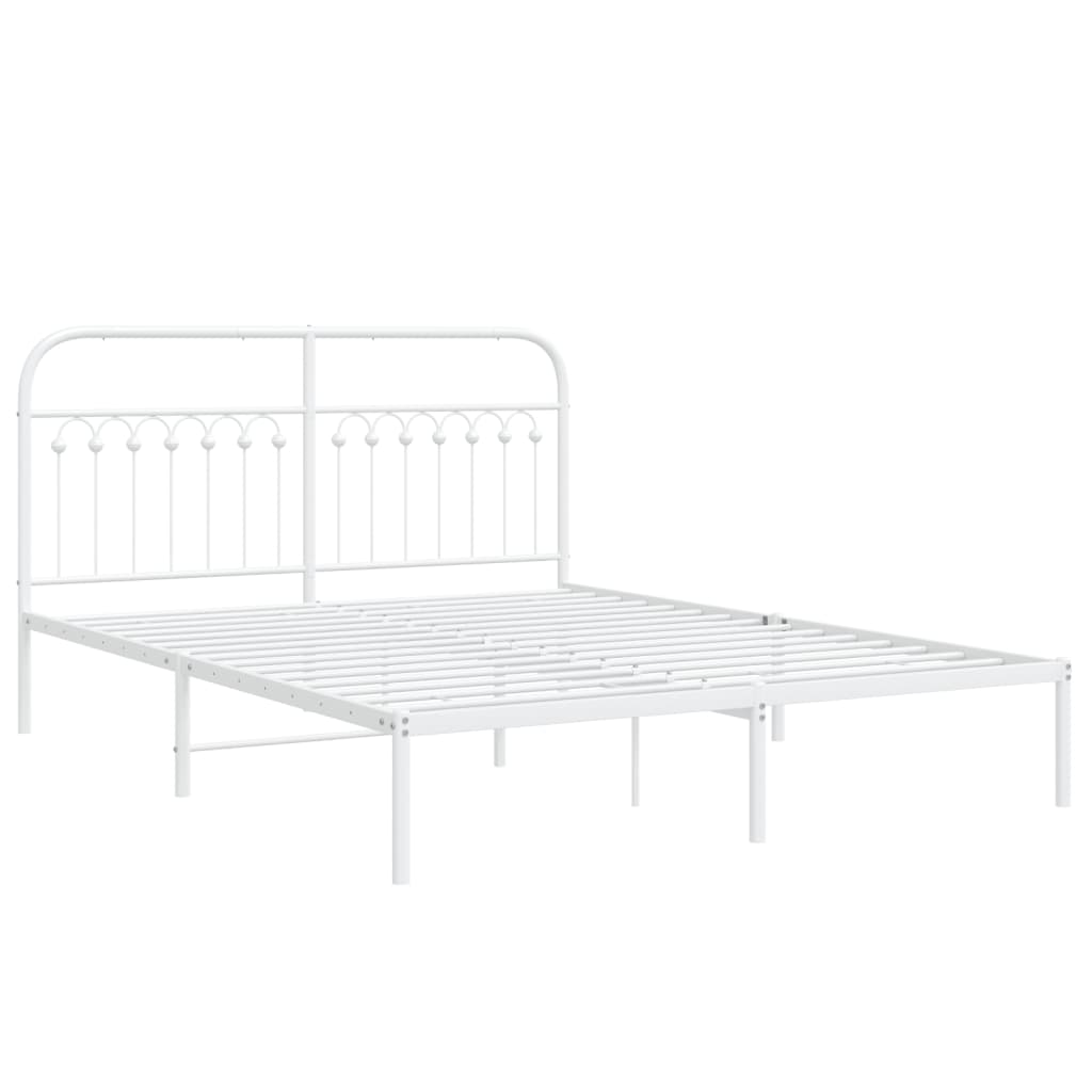 sengeramme med sengegavl 150x200 cm metal hvid