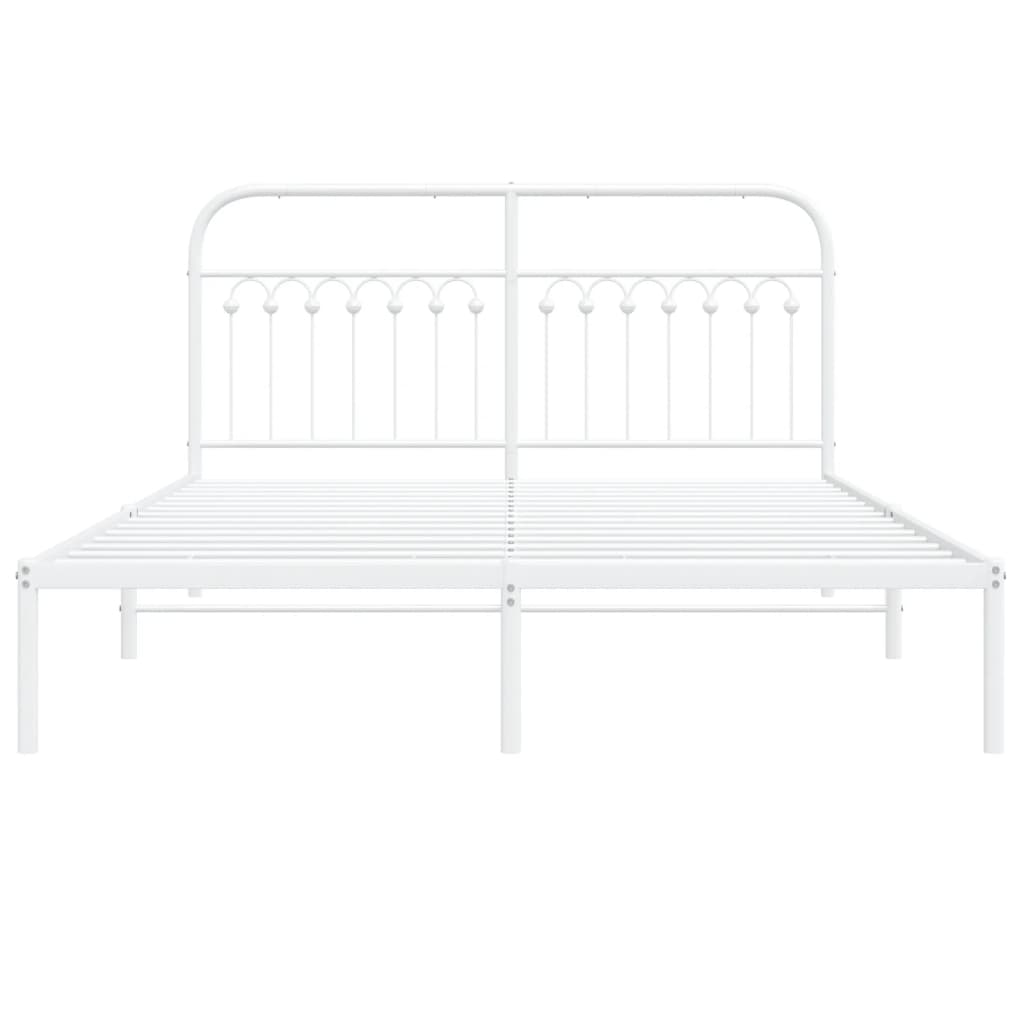 sengeramme med sengegavl 150x200 cm metal hvid