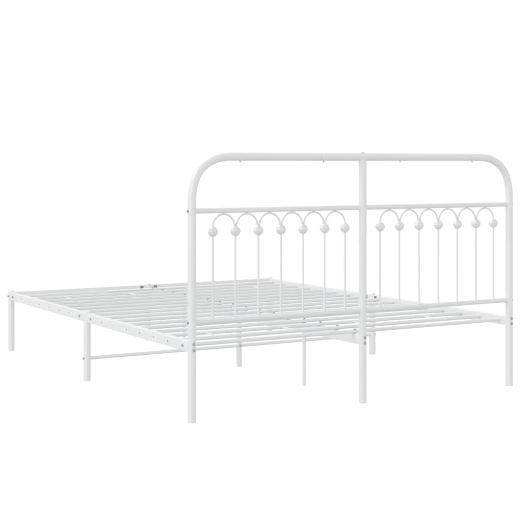 sengeramme med sengegavl 150x200 cm metal hvid