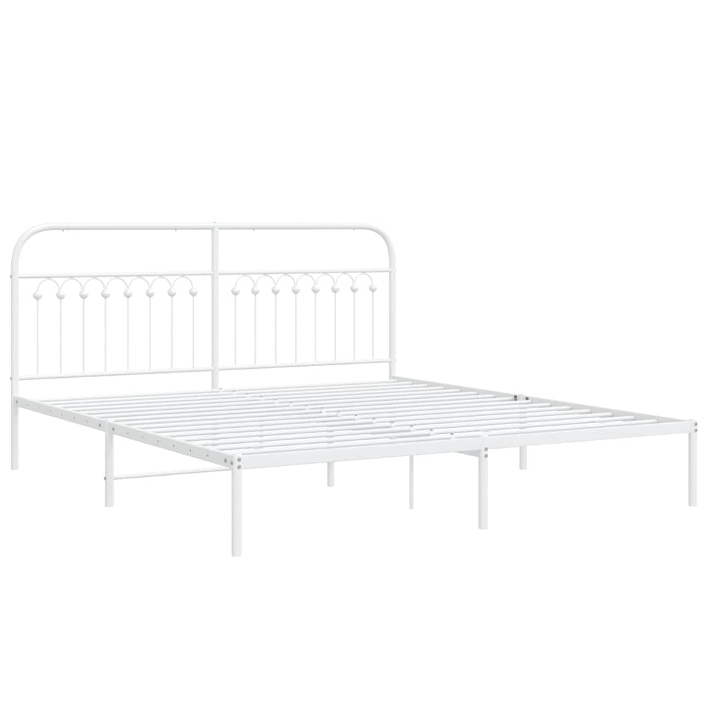 sengeramme med sengegavl 183x203 cm metal hvid