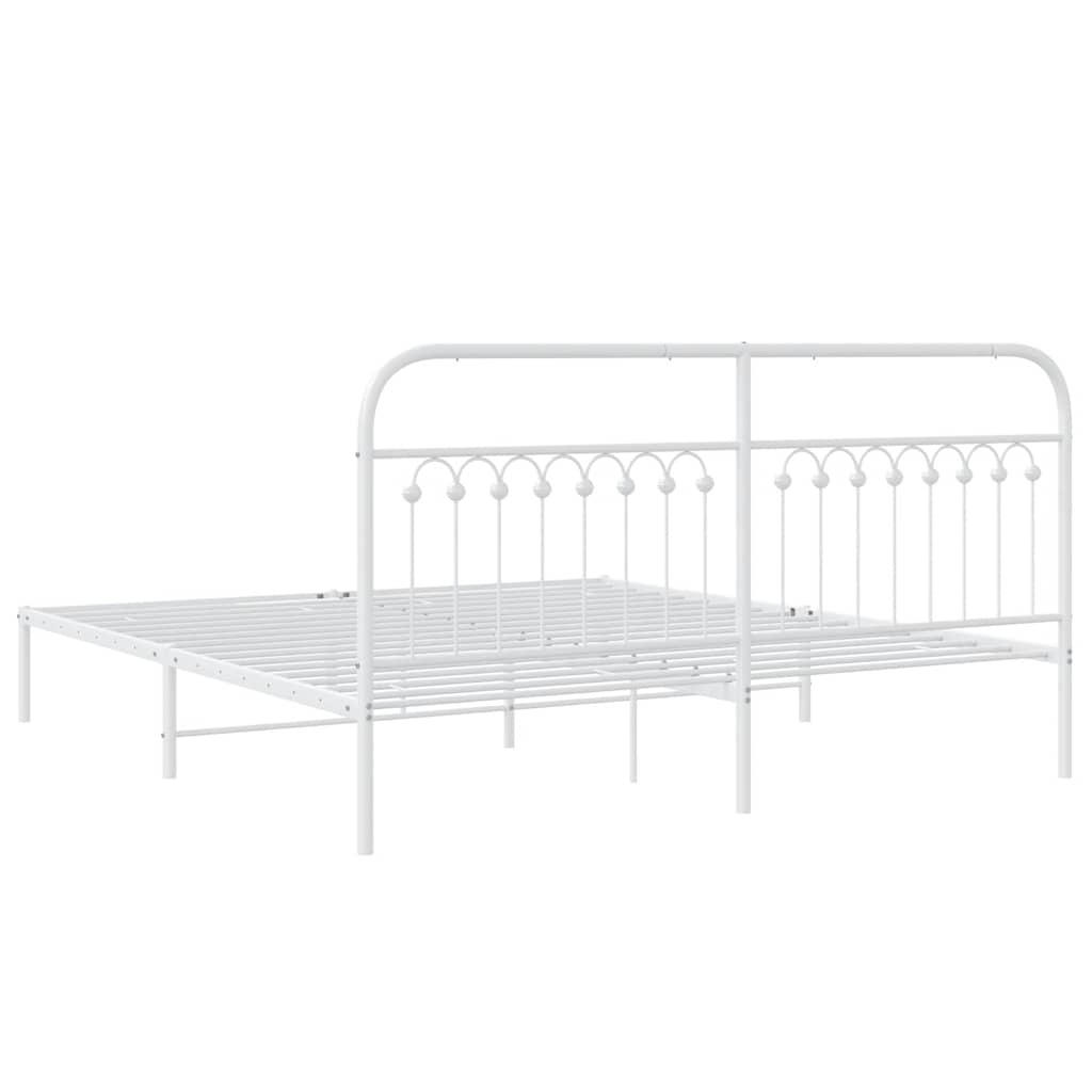 sengeramme med sengegavl 183x203 cm metal hvid