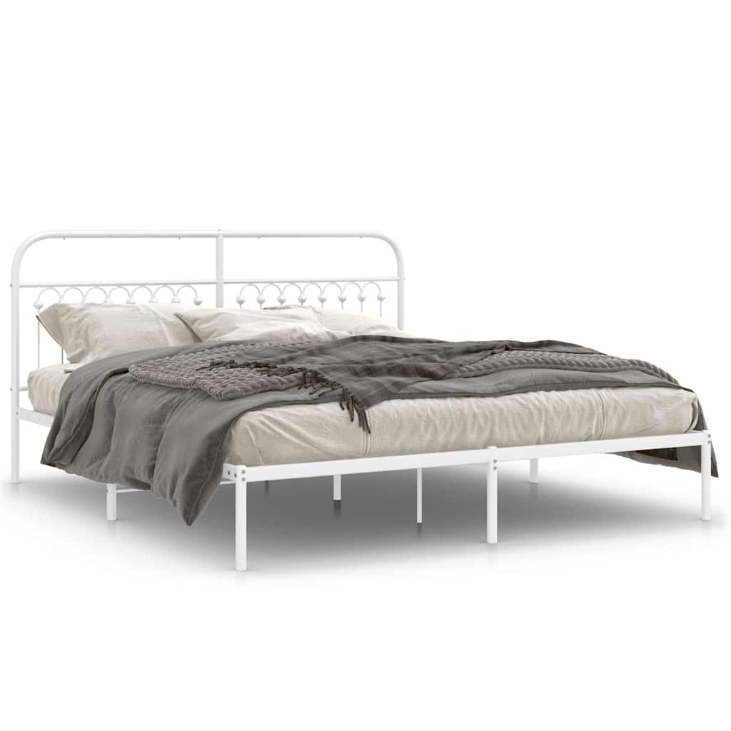 sengeramme med sengegavl 183x213 cm metal hvid
