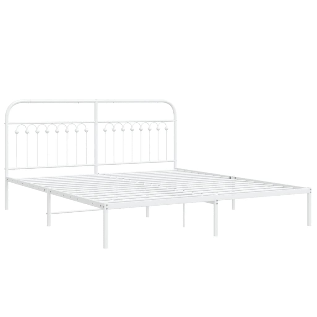 sengeramme med sengegavl 183x213 cm metal hvid