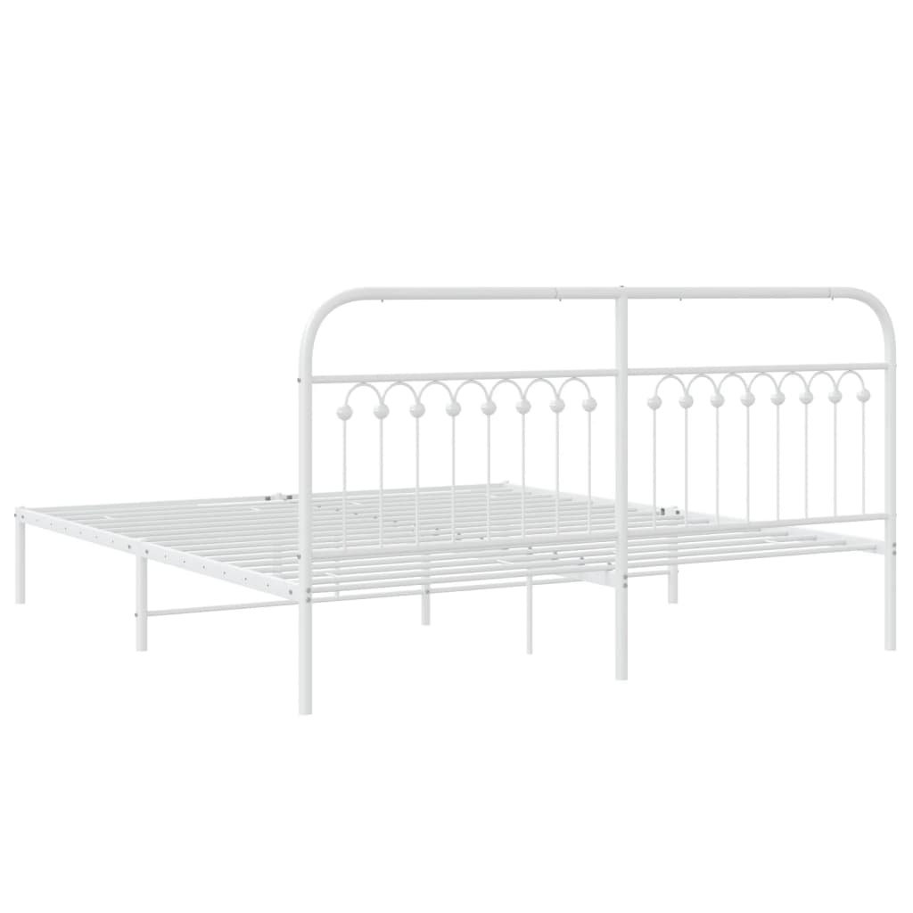 sengeramme med sengegavl 183x213 cm metal hvid