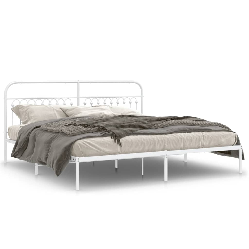 sengeramme med sengegavl 193x203 cm metal hvid