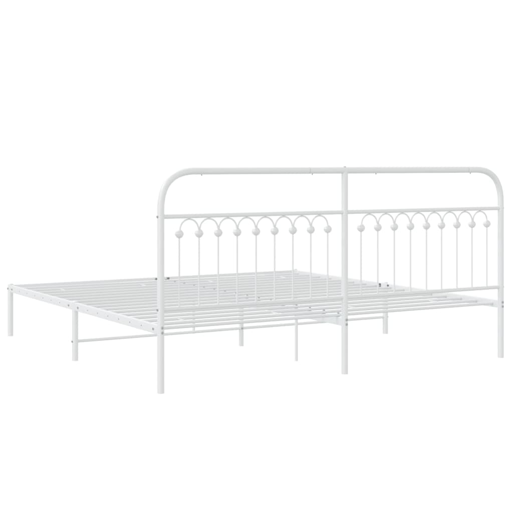 sengeramme med sengegavl 193x203 cm metal hvid