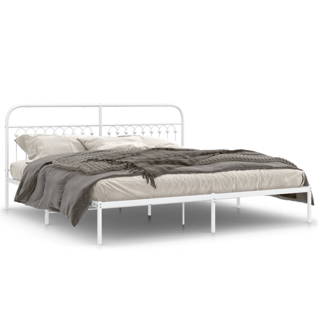 sengeramme med sengegavl 200x200 cm metal hvid