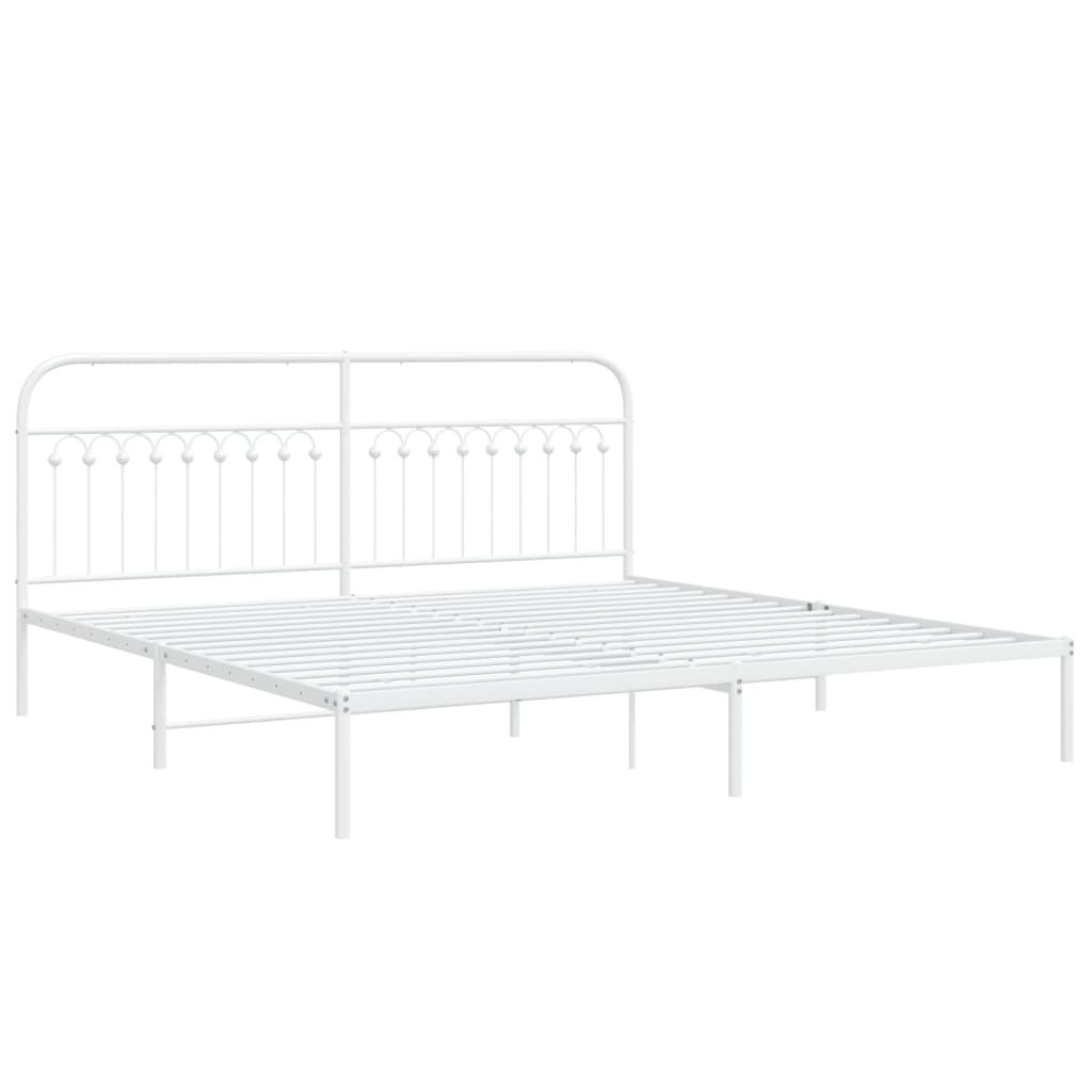 sengeramme med sengegavl 200x200 cm metal hvid