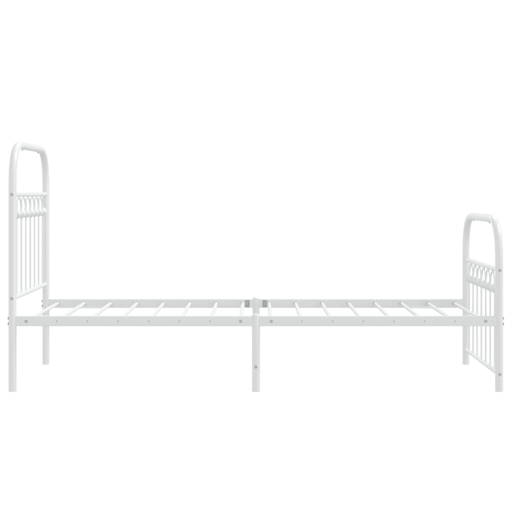 sengeramme med sengegavl og fodgærde 75x190 cm metal hvid
