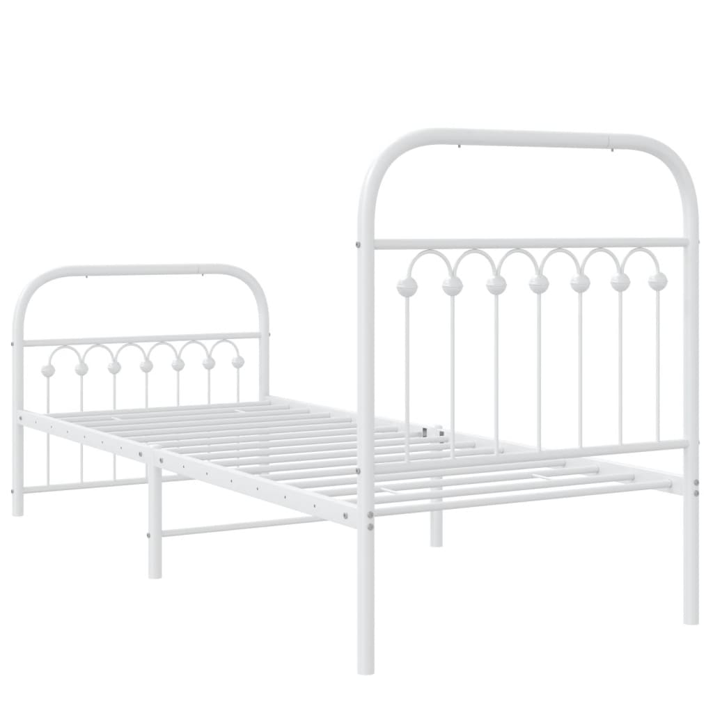 sengeramme med sengegavl og fodgærde 80x200 cm metal hvid