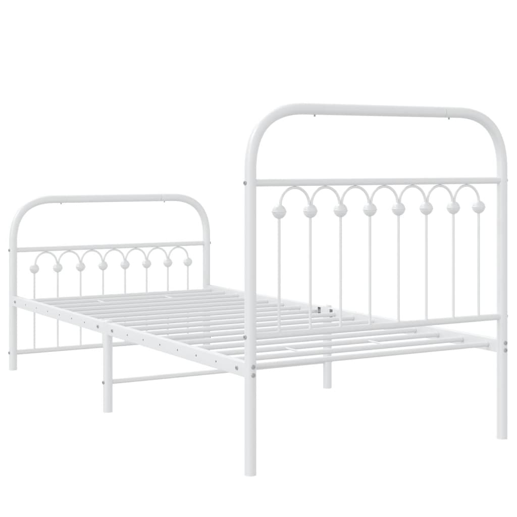 sengeramme med sengegavl og fodgærde 90x200 cm metal hvid