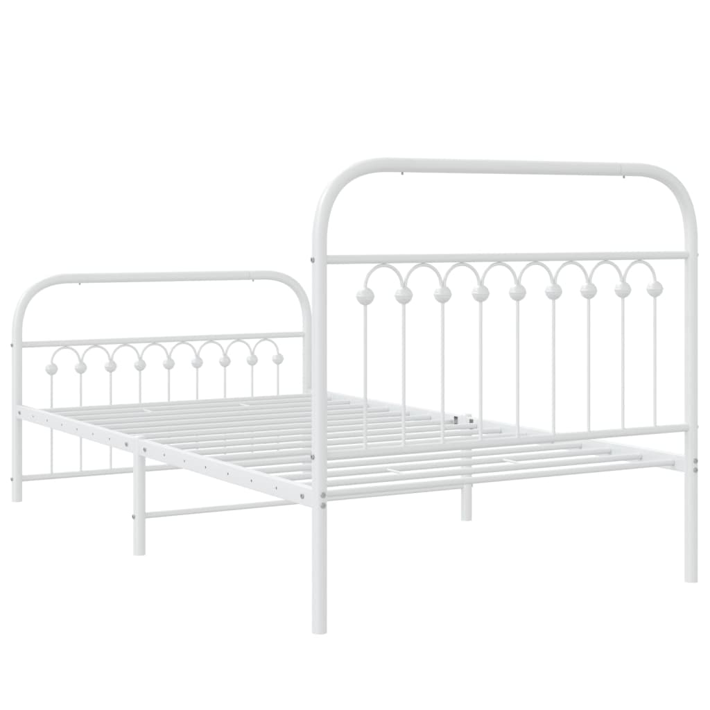 sengeramme med sengegavl og fodgærde 100x200 cm metal hvid