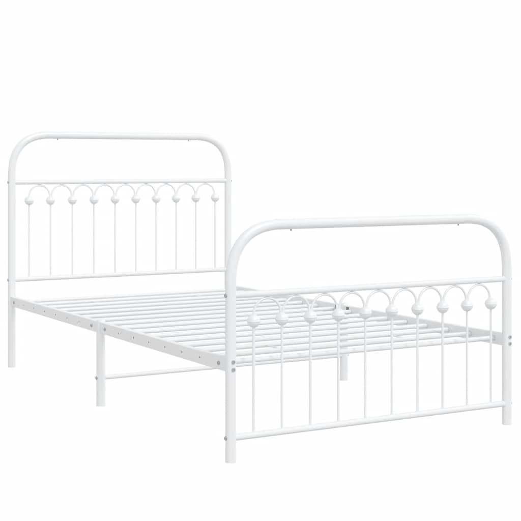 sengeramme med sengegavl og fodgærde 107x203 cm metal hvid