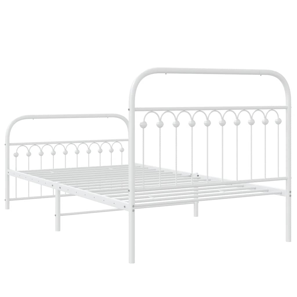 sengeramme med sengegavl og fodgærde 107x203 cm metal hvid
