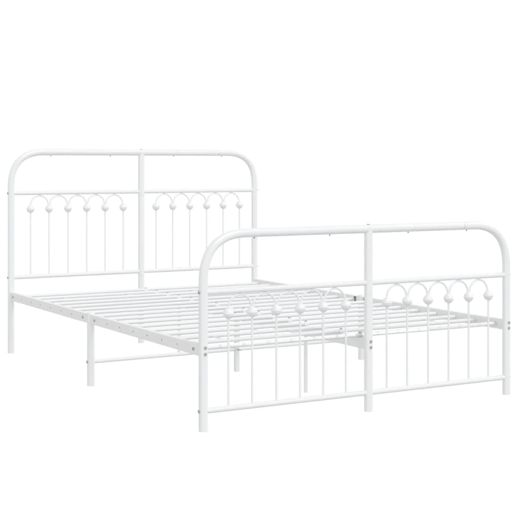 sengeramme med sengegavl og fodgærde 137x190 cm metal hvid