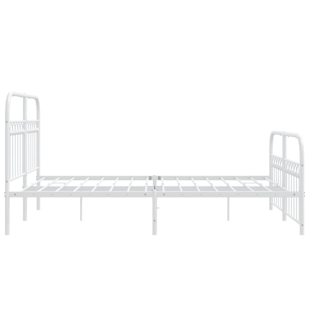 sengeramme med sengegavl og fodgærde 137x190 cm metal hvid