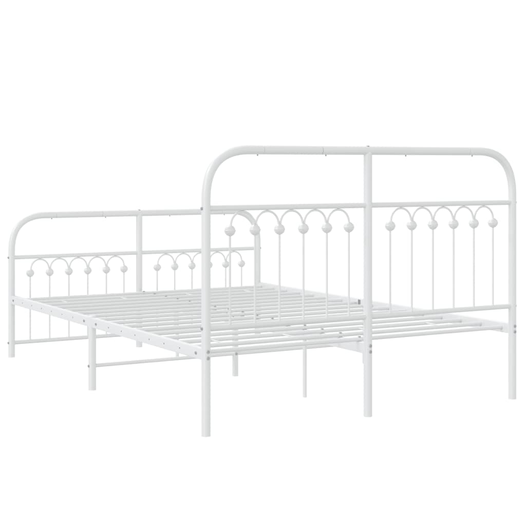 sengeramme med sengegavl og fodgærde 137x190 cm metal hvid