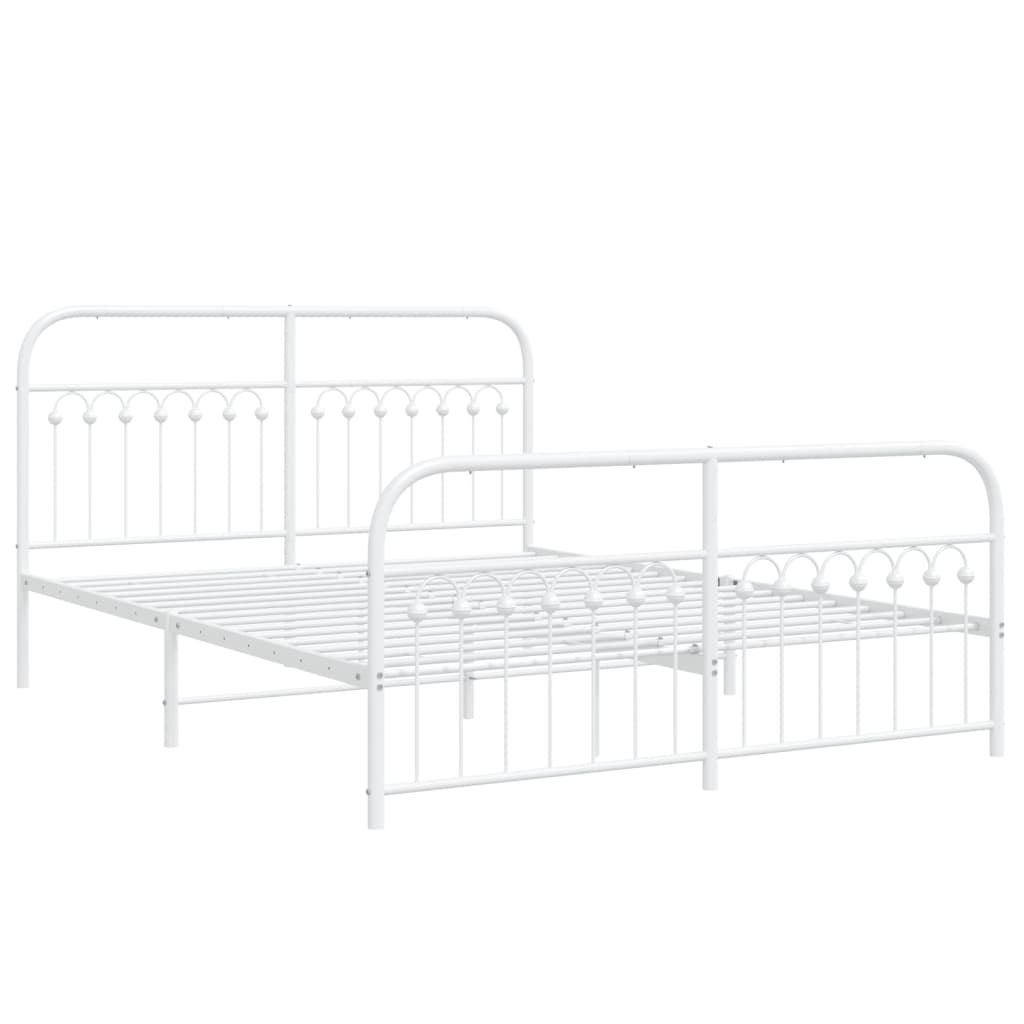 sengeramme med sengegavl og fodgærde 150x200 cm metal hvid