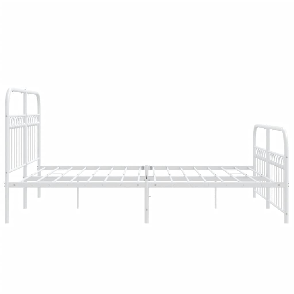 sengeramme med sengegavl og fodgærde 150x200 cm metal hvid