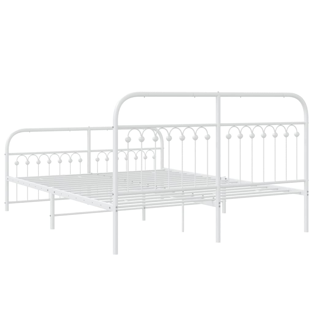 sengeramme med sengegavl og fodgærde 150x200 cm metal hvid