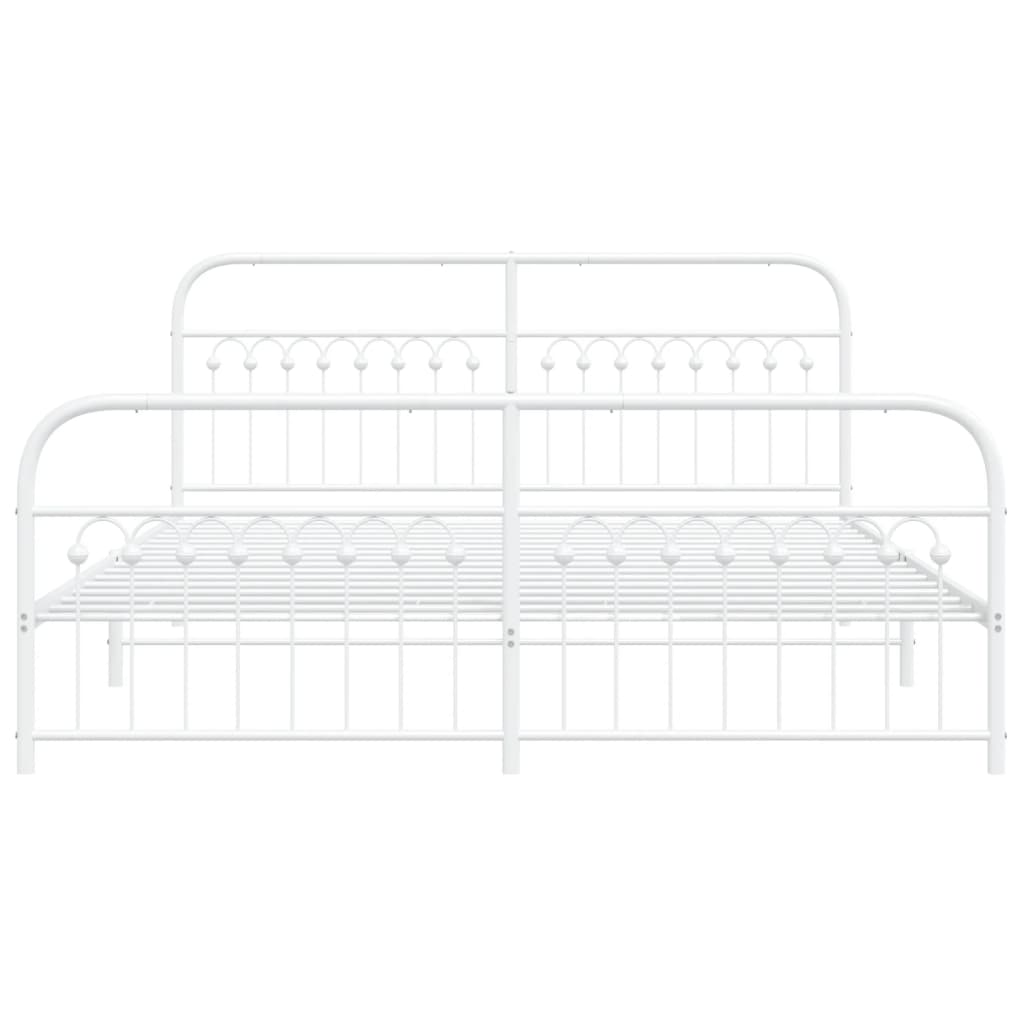 sengeramme med sengegavl og fodgærde 183x203 cm metal hvid