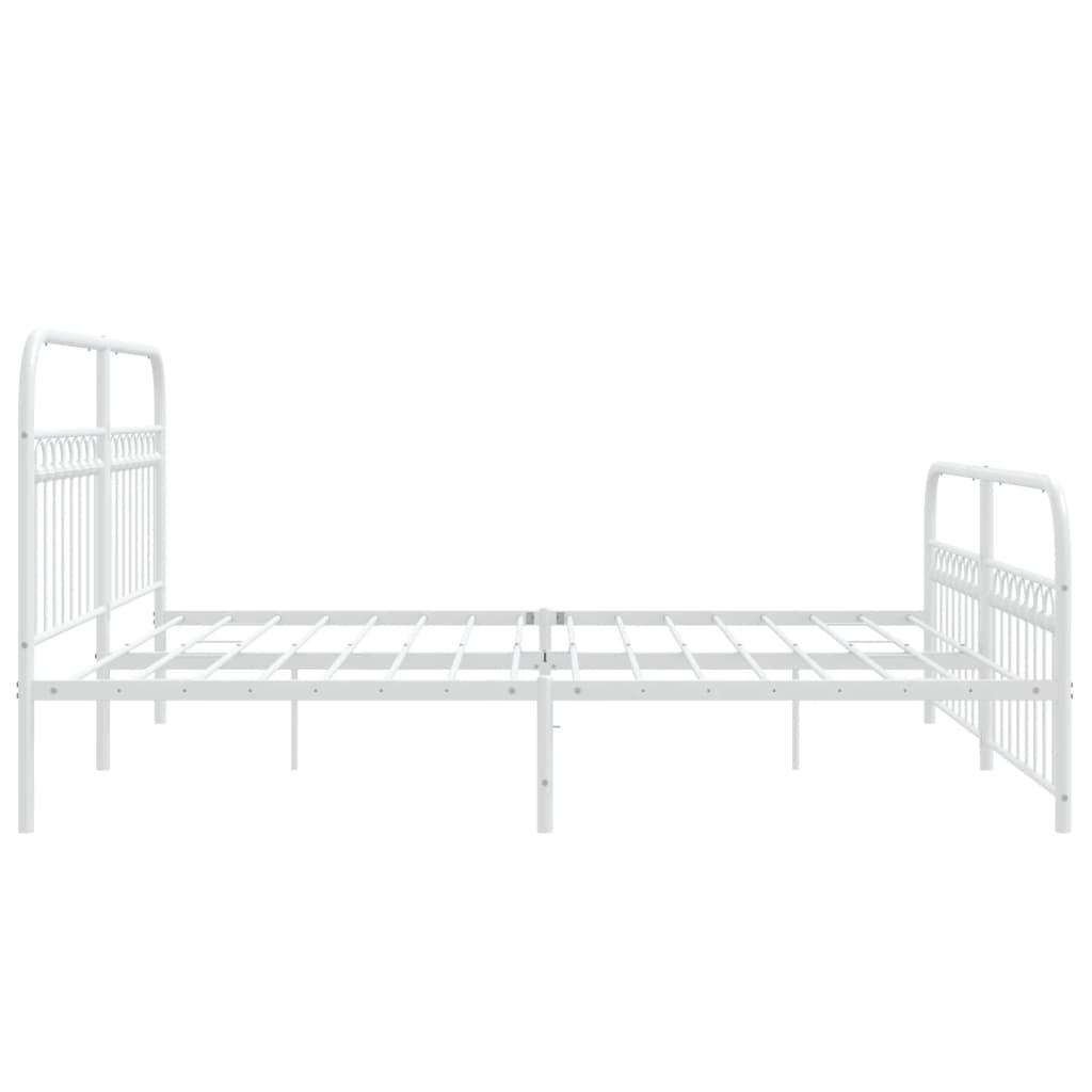 sengeramme med sengegavl og fodgærde 183x203 cm metal hvid