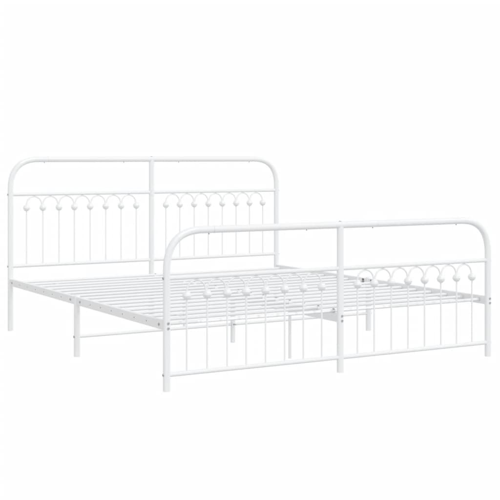 sengeramme med sengegavl og fodgærde 183x213 cm metal hvid