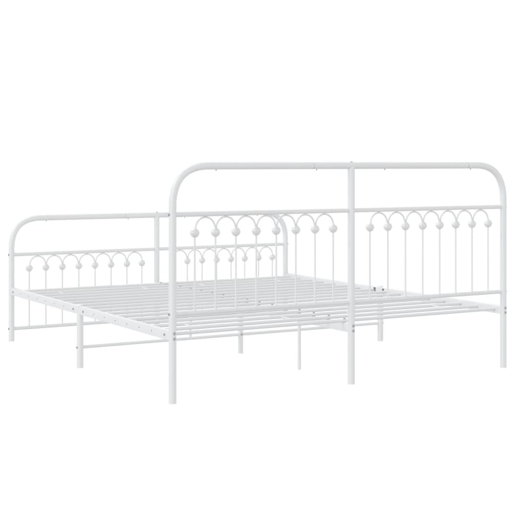 sengeramme med sengegavl og fodgærde 183x213 cm metal hvid