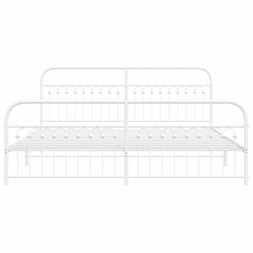 sengeramme med sengegavl og fodgærde 193x203 cm metal hvid