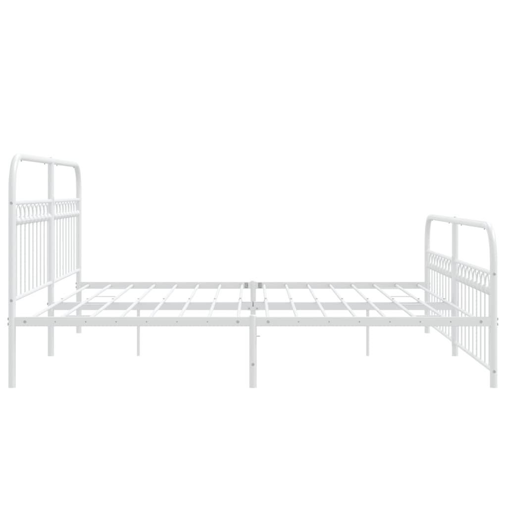 sengeramme med sengegavl og fodgærde 193x203 cm metal hvid